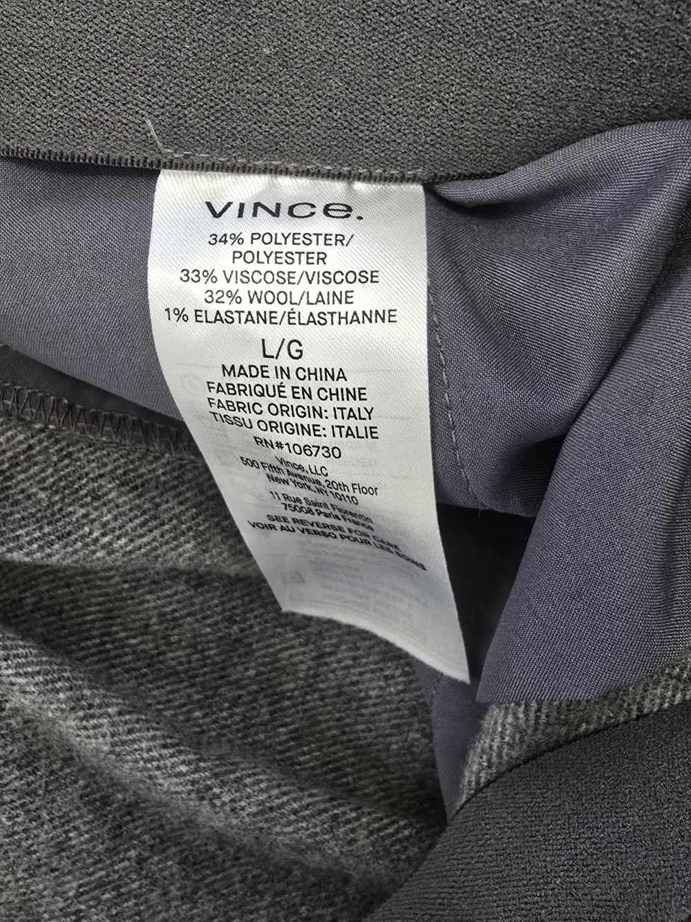 Vince Gray Wide-Leg Trousers, Pull Up, With Pockets, Wool Blend Size L, EUC - Picture 4 of 5